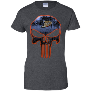 Anaheim Ducks Hockey The Punisher Skull T-Shirt For Women