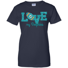 Load image into Gallery viewer, Glitter Love For Miami Dolphins Fans T-Shirt For Women