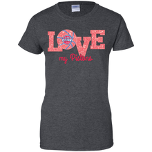 Load image into Gallery viewer, Glitter Love For Detroit Pistons Fans T-Shirt For Women