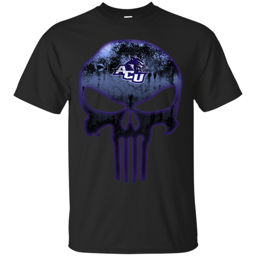 Abilene Christian Wildcats Football The Punisher Skull T - Shirt For Men