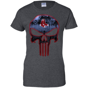 Boston Red Sox Baseball The Punisher Skull T-Shirt For Women