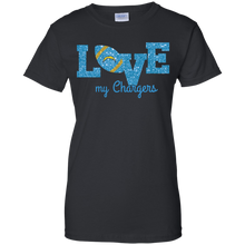 Load image into Gallery viewer, Glitter Love For Los Angeles Chargers Fans T-Shirt For Women