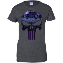 Load image into Gallery viewer, TCU Horned Frogs Football The Punisher Skull T-Shirt For Women