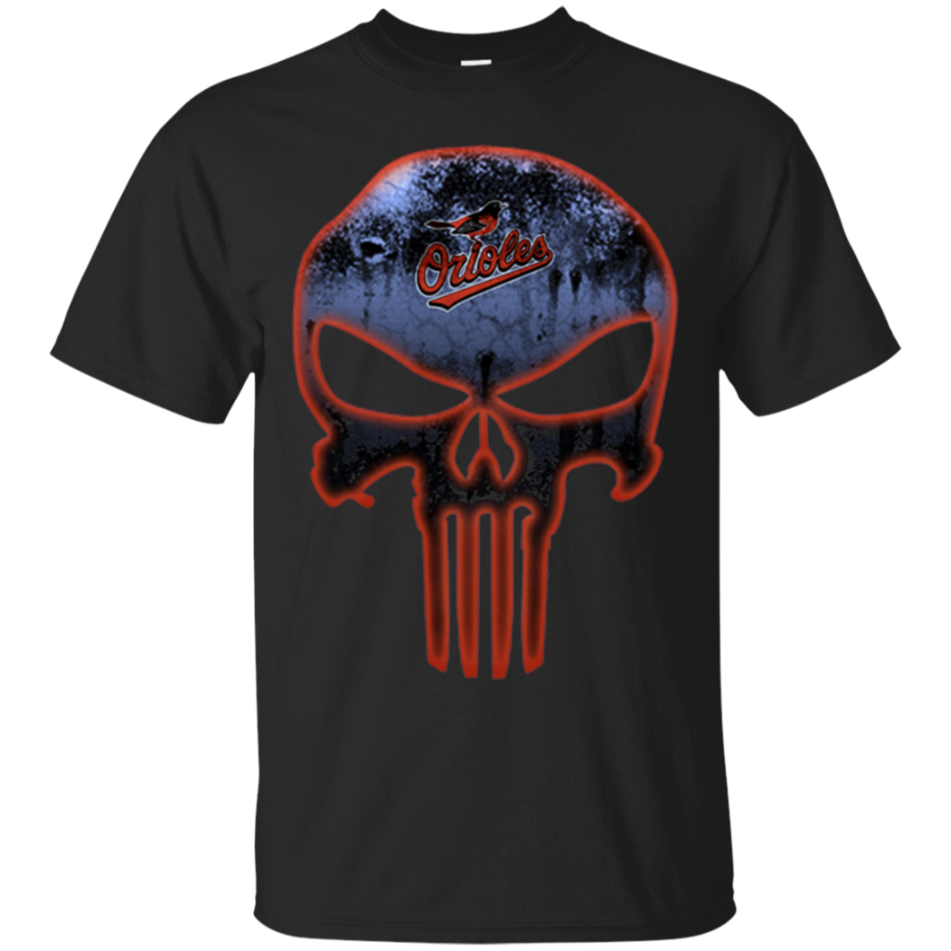 Baltimore Orioles Baseball The Punisher Skull T - Shirt For Men