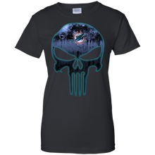 Load image into Gallery viewer, Miami Dolphins Football The Punisher Skull T-Shirt For Women