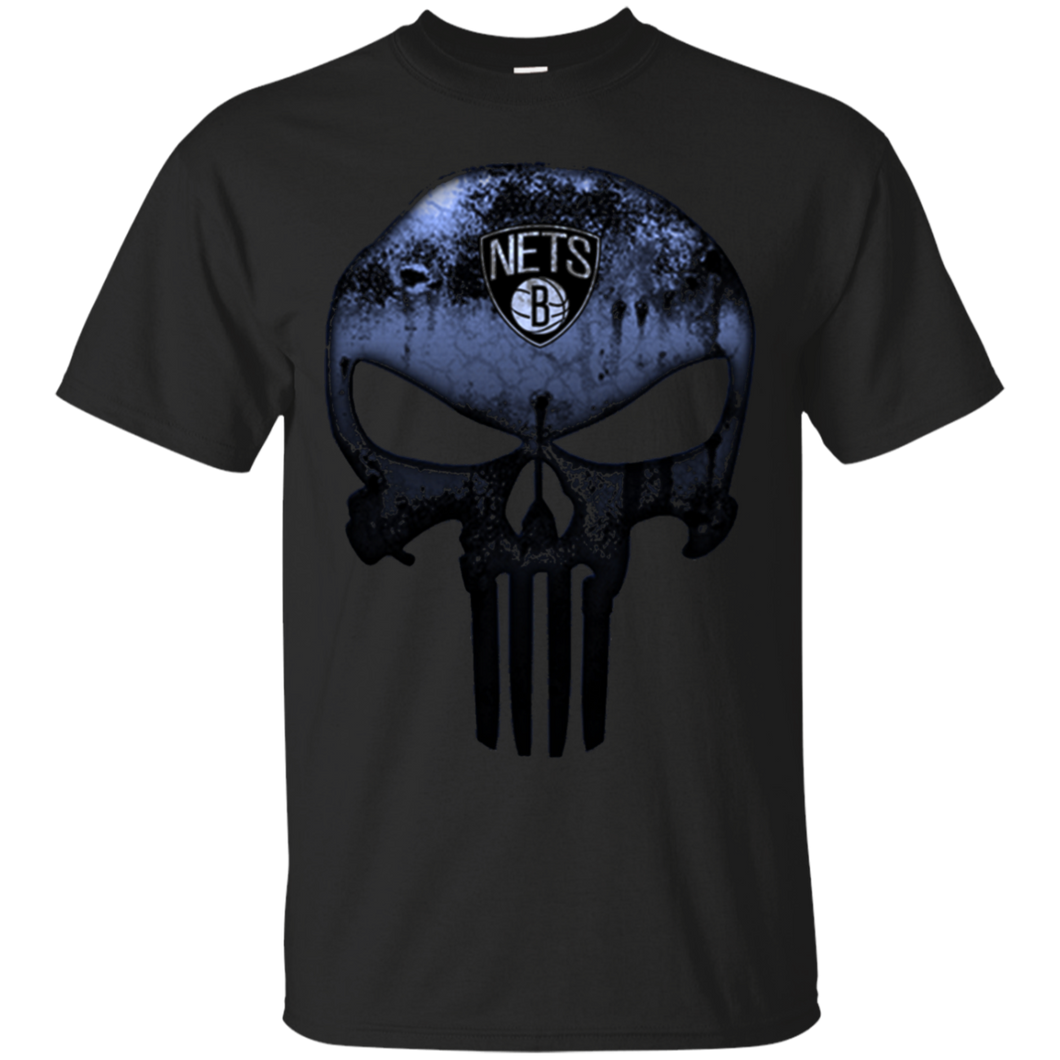 Brooklyn Nets Basketball The Punisher Skull T - Shirt For Men