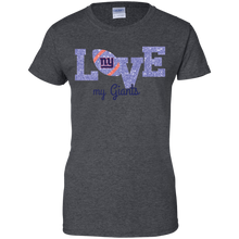 Load image into Gallery viewer, Glitter Love For New York Giants Fans T-Shirt For Women