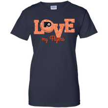 Load image into Gallery viewer, Glitter Love For Philadelphia Flyers Fans T-Shirt For Women