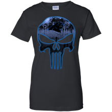 Load image into Gallery viewer, Carolina Panthers Football The Punisher Skull T-Shirt For Women