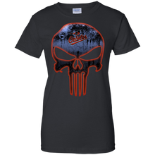 Load image into Gallery viewer, Baltimore Orioles Baseball The Punisher Skull T-Shirt For Women