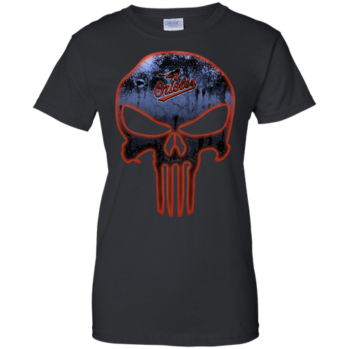 Baltimore Orioles Baseball The Punisher Skull T-Shirt For Women