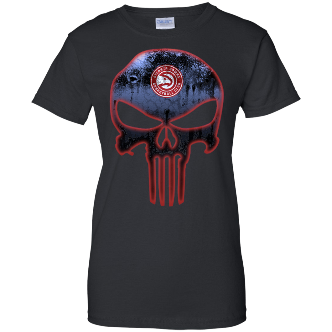 Atlanta Hawks Basketball The Punisher Skull T-Shirt For Women