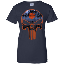 Load image into Gallery viewer, Clemson Tiger_Paw Football The Punisher Skull T-Shirt For Women
