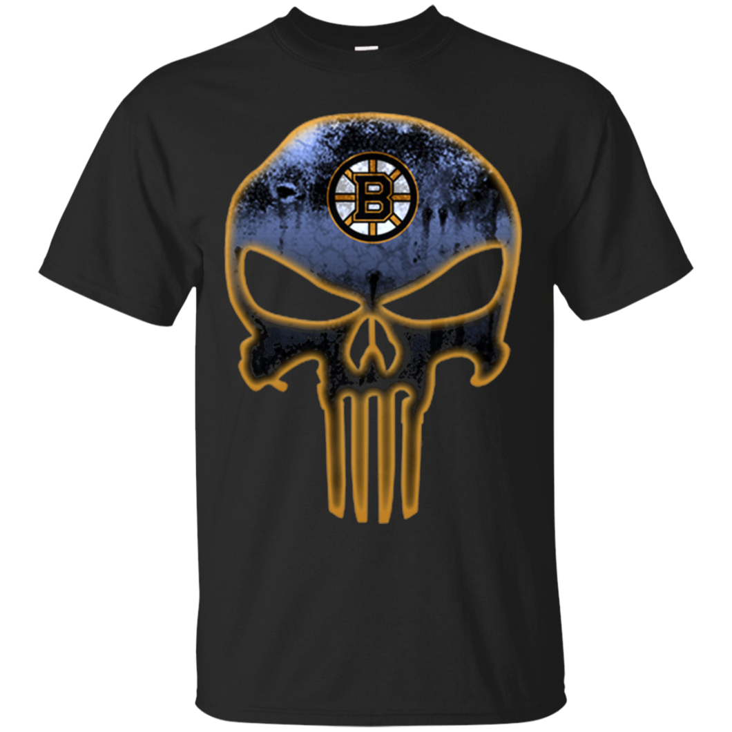 Boston Bruins Hockey The Punisher Skull T - Shirt For Men