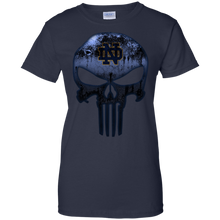 Load image into Gallery viewer, Notre Dame Fighting Irish Football The Punisher Skull T-Shirt For Women