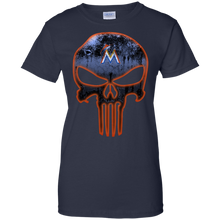 Load image into Gallery viewer, Miami Marlins Baseball The Punisher Skull T-Shirt For Women