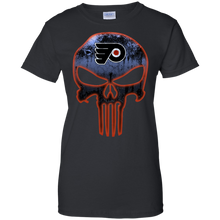Load image into Gallery viewer, Philadelphia Flyers Hockey The Punisher Skull T-Shirt For Women