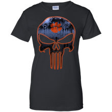 Load image into Gallery viewer, Clemson Tiger_Paw Football The Punisher Skull T-Shirt For Women