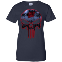 Load image into Gallery viewer, Wisconsin Badgers Football The Punisher Skull T-Shirt For Women
