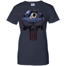 Load image into Gallery viewer, Washington Redskins Football The Punisher Skull T-Shirt For Women