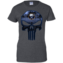 Load image into Gallery viewer, Buffalo Sabres Hockey The Punisher Skull T-Shirt For Women