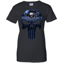 Load image into Gallery viewer, Buffalo Sabres Hockey The Punisher Skull T-Shirt For Women