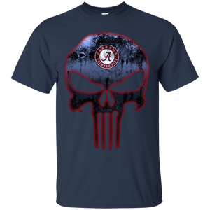 Alabama Crimson Football The Punisher Skull T - Shirt For Men