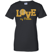 Load image into Gallery viewer, Glitter Love For Pittsburgh Pirates Fans T-Shirt For Women