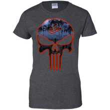 Load image into Gallery viewer, Baltimore Orioles Baseball The Punisher Skull T-Shirt For Women