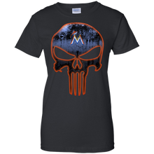 Load image into Gallery viewer, Miami Marlins Baseball The Punisher Skull T-Shirt For Women