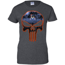 Load image into Gallery viewer, Miami Marlins Baseball The Punisher Skull T-Shirt For Women