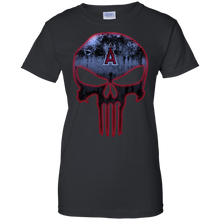 Load image into Gallery viewer, Los Angeles Angels Baseball The Punisher Skull T-Shirt For Women