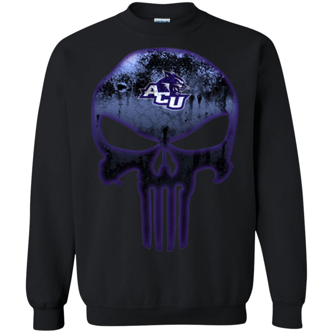 Abilene Christian Wildcats Football The Punisher Skull Sweatshirt