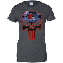 Load image into Gallery viewer, Cleveland Browns Football The Punisher Skull T-Shirt For Women