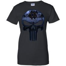 Load image into Gallery viewer, Notre Dame Fighting Irish Football The Punisher Skull T-Shirt For Women