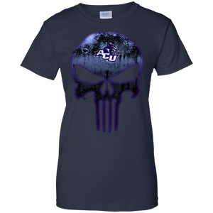 Abilene Christian Wildcats Football The Punisher Skull T-Shirt For Women