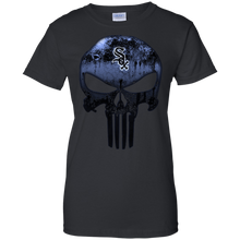 Load image into Gallery viewer, Chicago White Sox Baseball The Punisher Skull T-Shirt For Women