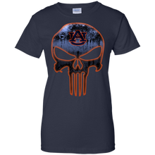 Load image into Gallery viewer, Auburn Tigers Football The Punisher Skull T-Shirt For Women