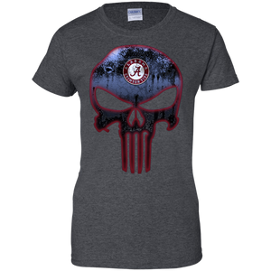 Alabama Crimson Football The Punisher Skull T-Shirt For Women