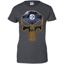 Load image into Gallery viewer, Pittsburgh Steelers Football The Punisher Skull T-Shirt For Women