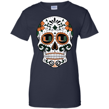 Load image into Gallery viewer, Miami Hurricanes Sugar Skull T-Shirt For Women