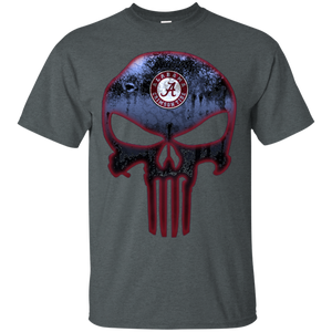 Alabama Crimson Football The Punisher Skull T - Shirt For Men