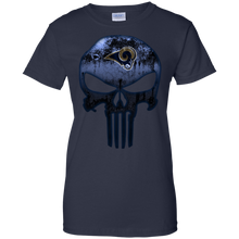 Load image into Gallery viewer, Los Angeles Rams Football The Punisher Skull T-Shirt For Women