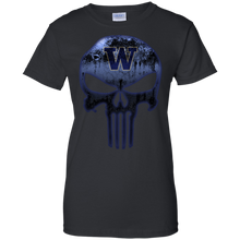 Load image into Gallery viewer, Washington Huskies Football The Punisher Skull T-Shirt For Women