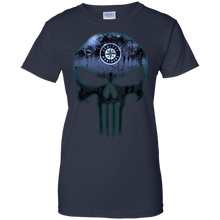Load image into Gallery viewer, Seattle Mariners Baseball The Punisher Skull T-Shirt For Women