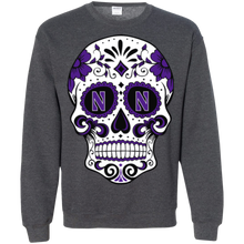 Load image into Gallery viewer, Northwestern Wildcats Sugar Skull Sweatshirt