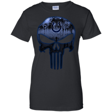 Load image into Gallery viewer, Indianapolis Colts Football The Punisher Skull T-Shirt For Women