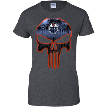 Load image into Gallery viewer, Edmonton Oilers Hockey The Punisher Skull T-Shirt For Women