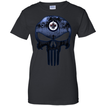 Load image into Gallery viewer, Winnipeg Jets Hockey The Punisher Skull T-Shirt For Women