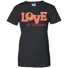 Load image into Gallery viewer, Glitter Love For Chicago Blackhawks Fans T-Shirt For Women